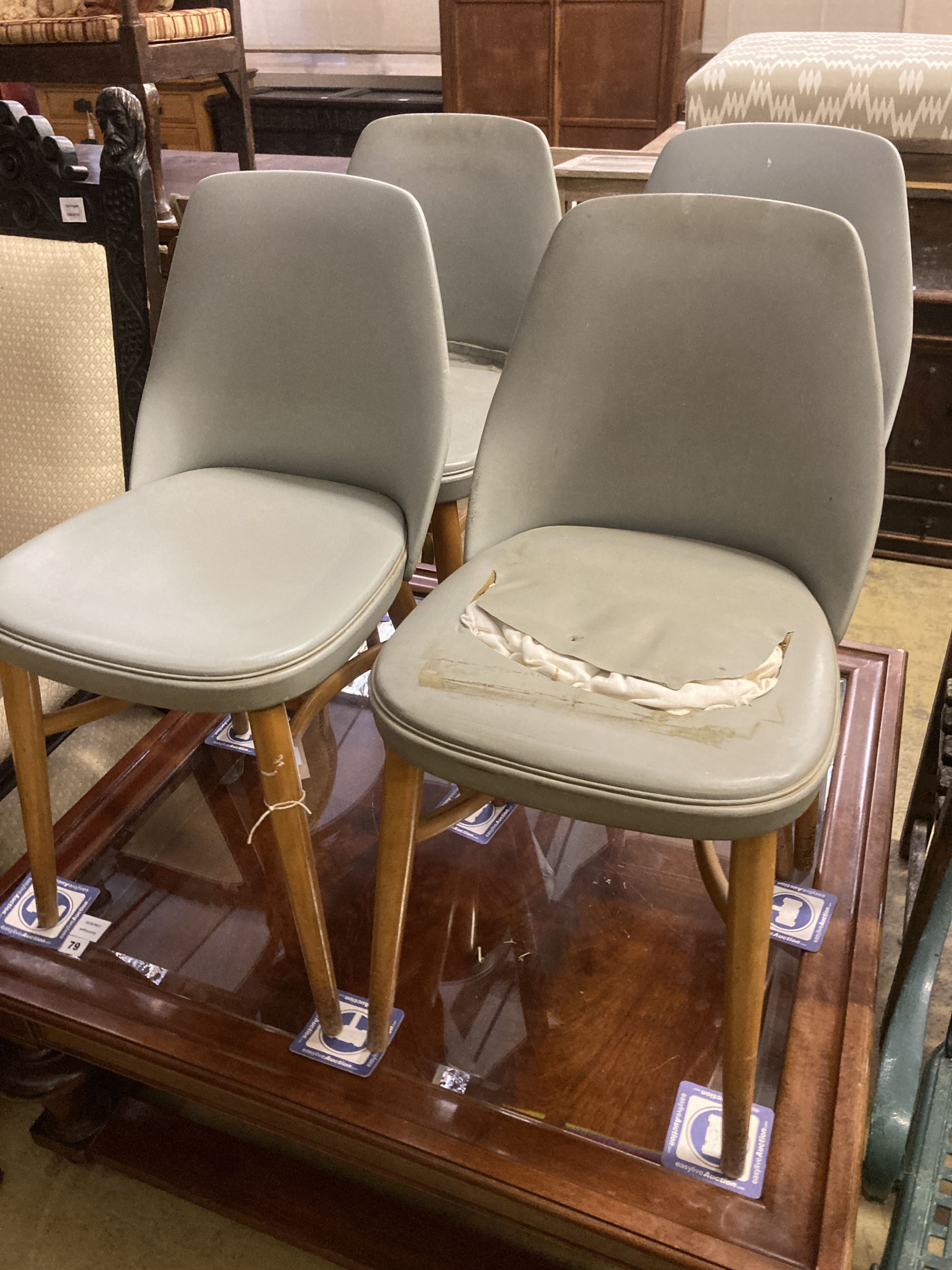 Mid century design. A set of four beech chairs by Stoe Czechoslovakia